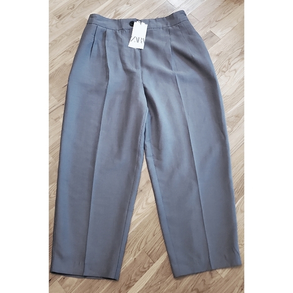 ZARA Balloon High Waist Crop Pant Gray Size Large - Picture 10 of 12